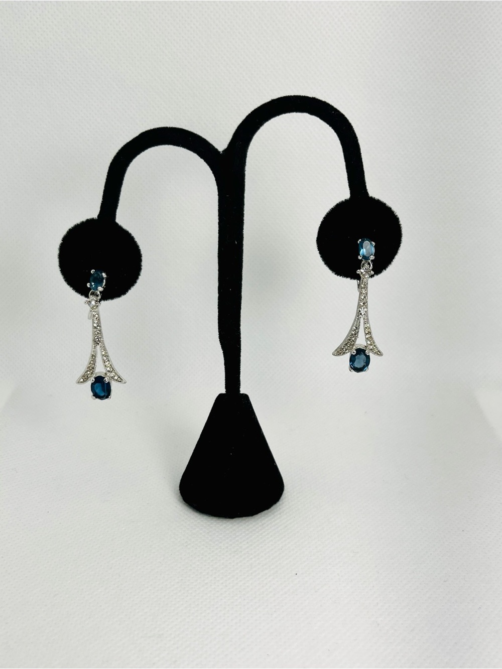 Vintage Blue Crystal Drop Earrings - Women's Jewelry